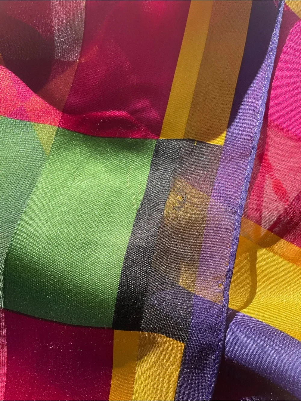Vintage Adrienne Vittadini Rectangular Silk Scarf Jewel Tone 11x 52